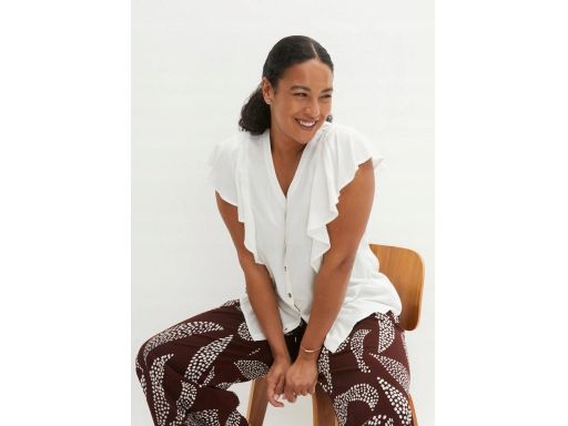 B.P.C bluzka z rękawkami falbanowymi kremowa 42.