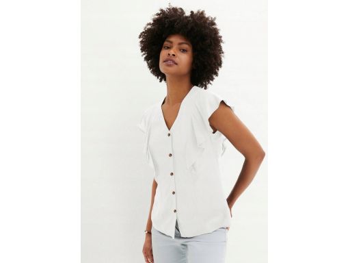 B.P.C bluzka z rękawkami falbanowymi kremowa 42.