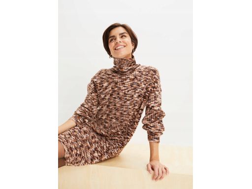 B.P.C sukienka dzianinowa melanż z golfem 44/46.