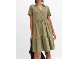 B.P.C sukienka shirtowa khaki z falbanami 40/42.