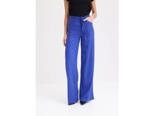 B.P.C granatowe spodnie z lyocellu z zakładkami ^50