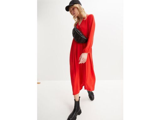 B.P.C czerwona sukienka luźna midi r.46