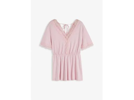 B.P.C t-shirt różowy z koronką i wiązaniem r.40/42