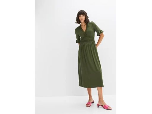 B.P.C sukienka z koronką midi oliwkowa r.40/42