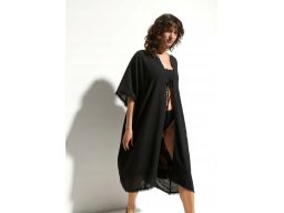 B.P.C narzutka kaftanka tunika plażowa czarna z wiązaniem ^44/46