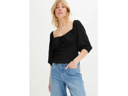 B.P.C krótka bluzka czarna strukturalna 44/46.