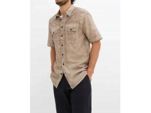 B.P.C męska koszula bawełniana brązowa z cieniowaniem beżowym r.41/42