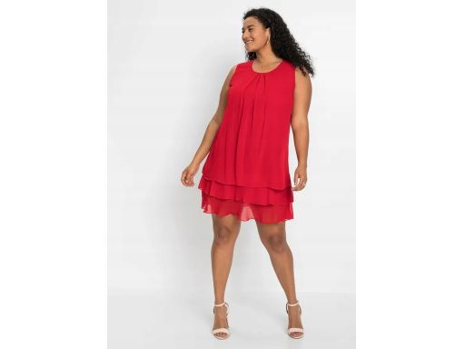 B.P.C Sukienka szyfonowa czerwona prosta 44.