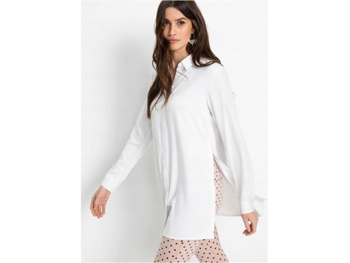 B.P.C długa koszula damska biała z wiskozy z rozcięciami ^34