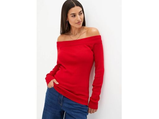 B.P.C sweter carmen dzianinowy czerwony 44/46.