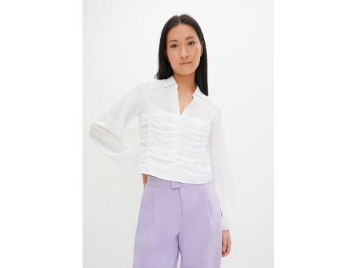 B.P.C krótka bluzka koszula biała z marszczeniem ^40