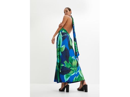 B.P.C sukienka maxi odkryte plecy nadruk głeboki dekolt ^36/38