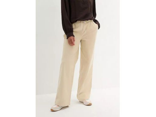 B.P.C spodnie sztruksowe luźne proste beżowe r.48