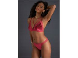 B.P.C biustonosz miękki aksamitny czerwony z kamykami ^40/42