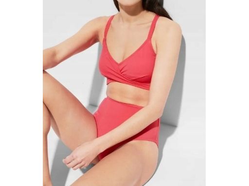 B.P.C bikini bustier wiązane różowe z figami r.50