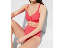 B.P.C bikini bustier wiązane różowe z figami r.50