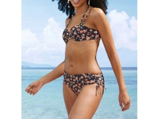 B.P.C bikini usztywniane czarne w kwiatki r.38 75B