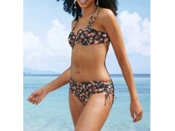 B.P.C bikini usztywniane czarne w kwiatki r.38 75B