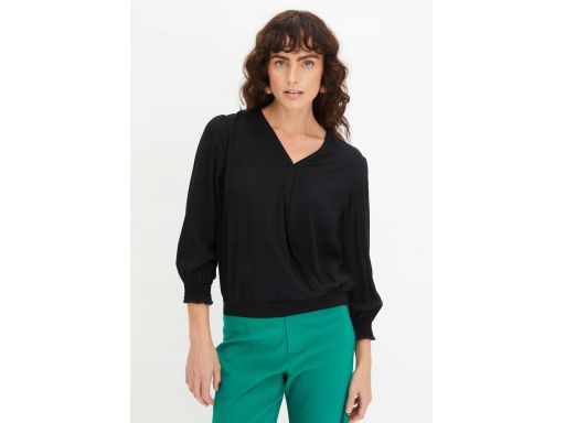 B.P.C bluzka z założeniem kopertowym rękaw 3/4 czarna ^44