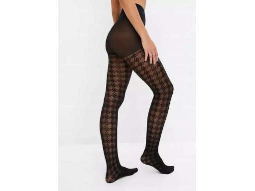 B.P.C rajstopy 30den czarne w pepitkę 44/46.