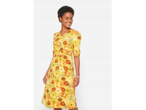 B.P.C dżersejowa żółta sukienka w kwiaty 48/50.