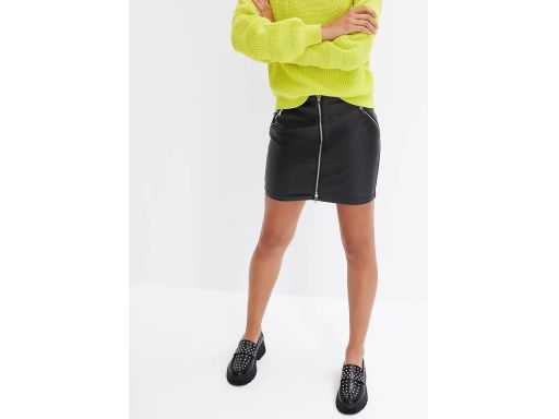 B.P.C spódnica mini eko skóra czarna dłużysz tył ^38