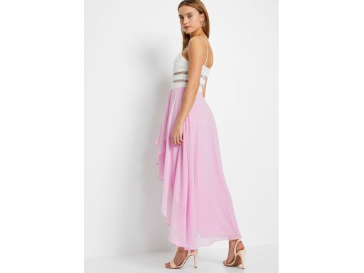 Sukienka biało-różowa dłuższy tył r.48