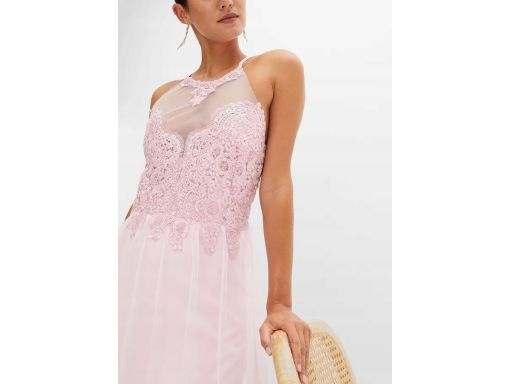 B.P.C sukienka długa różowa z koronką ^42