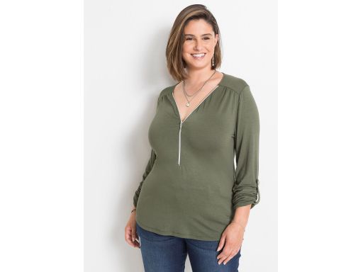 B.P.C oliwkowa bluzka z wiskozy z zamkiem ^36/38
