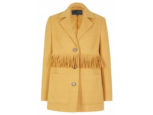 B.P.C płaszcz żakietowy z frędzlami musztardowy 40