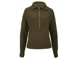 B.P.C sweter oliwkowy ze stójką i z zamkiem ^40/42