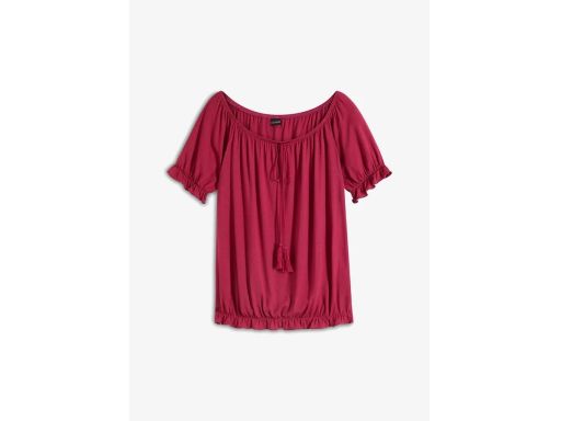 B.P.C ciemnoróżowa bluzka carmen z frędzlami r.48/50