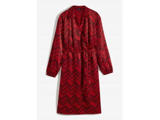 B.P.C sukienka satynowa czerwona w czarne wzory midi 40.