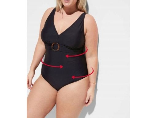 B.P.C czarny kostium kąpielowy z klamrą r.48