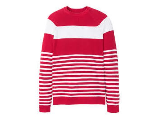 B.P.C sweter męski w biało-czerwone paski 4XL.