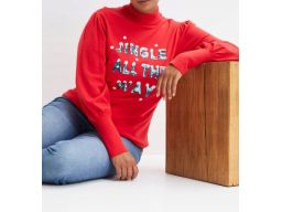 B.P.C sweter dzianinowy świąteczny z napisem z cekinów ^36/38