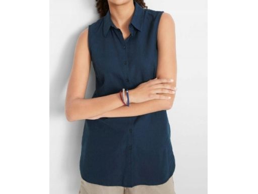 B.P.C lniana bluzka bez rękawów granatowa 46
