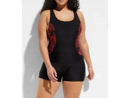 B.P.C kombinezon kąpielowy czarny w czerwone wzorki r.42