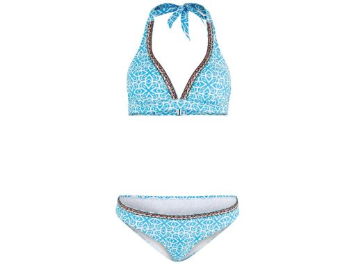 B.P.C bikini z wiązaniem na szyi niebieskie w białe wzory r.40 (80)