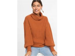 B.P.C sweter prążkowany z golfem oversize 36/38