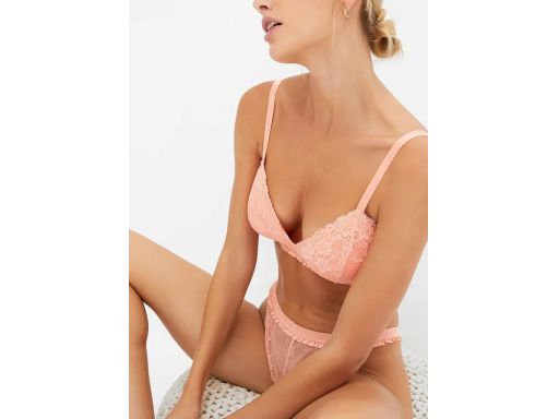 B.P.C biustonosz usztywniany bez fiszbin koronkowy morelowy r.75C