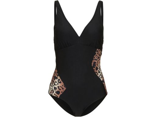 B.P.C czarny stylowy kostium kąpielowy w cętki r.48