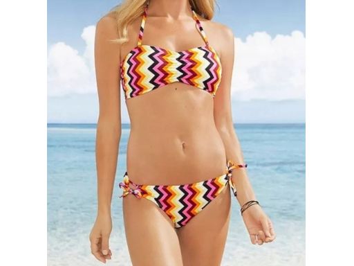 B.P.C bikini bandeau kolorowe we wzorek r.40