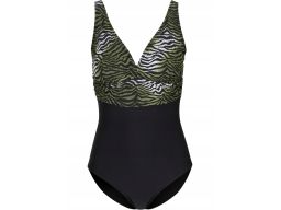 B.P.C kostium kąpielowy czarny z zielonym wzorem 46