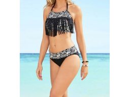 B.P.C bikini czarno-białe z frędzlami r.46