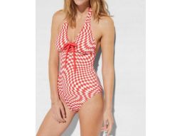 B.P.C kostium kąpielowy biało-czerwony z wiązaniem i sznurowaniem 40.