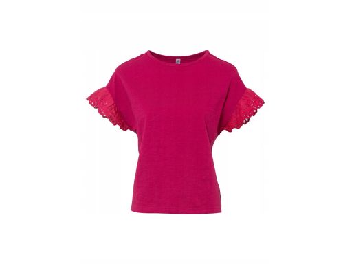 B.P.C t-shirt damski różowy ażurowy haft 40/42.