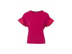 B.P.C t-shirt damski różowy ażurowy haft 40/42.