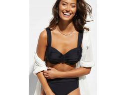 B.P.C bikini balkonetka czarne z marszczeniem z figami ^38(75D)
