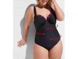 B.P.C czarny kostium silnie modelujący z ozdobnymi kamieniami 50 (100E